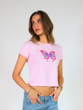 SPOILED BUTTERFLY BABY TEE - LYSERØD