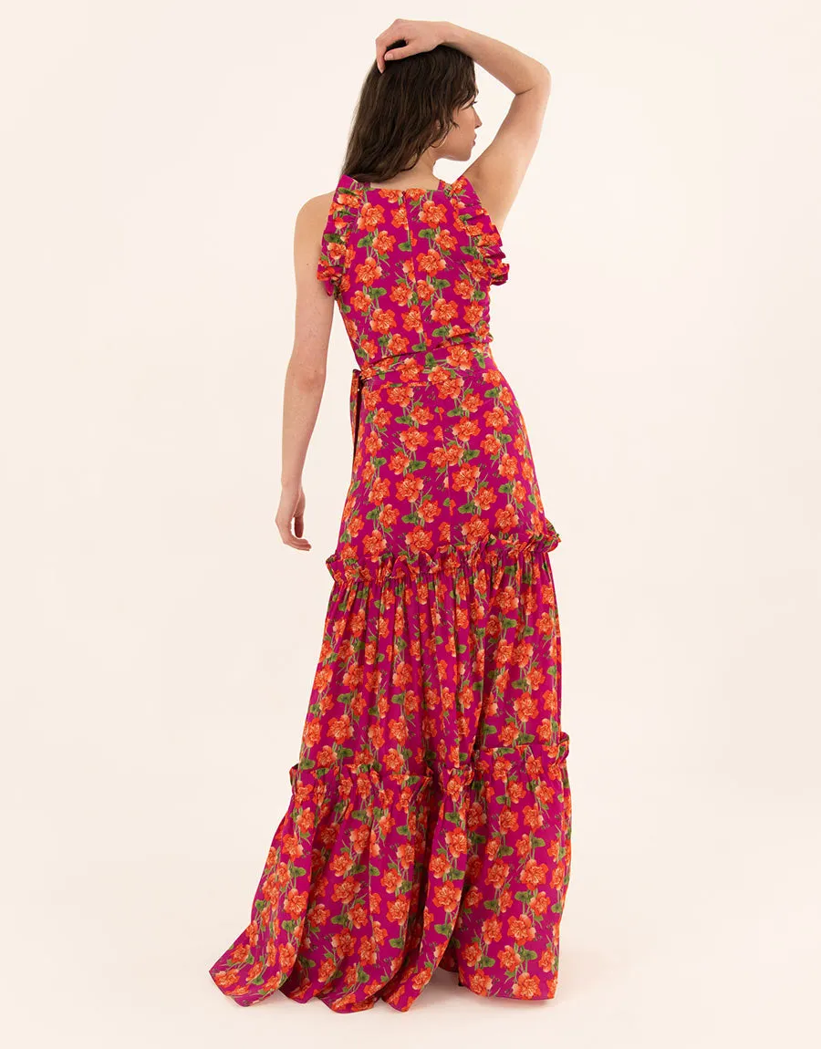 Tatiana Crepe Maxi Dress - Sugar Tip Fuchsia