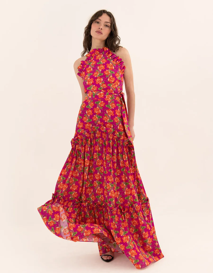 Tatiana Crepe Maxi Dress - Sugar Tip Fuchsia