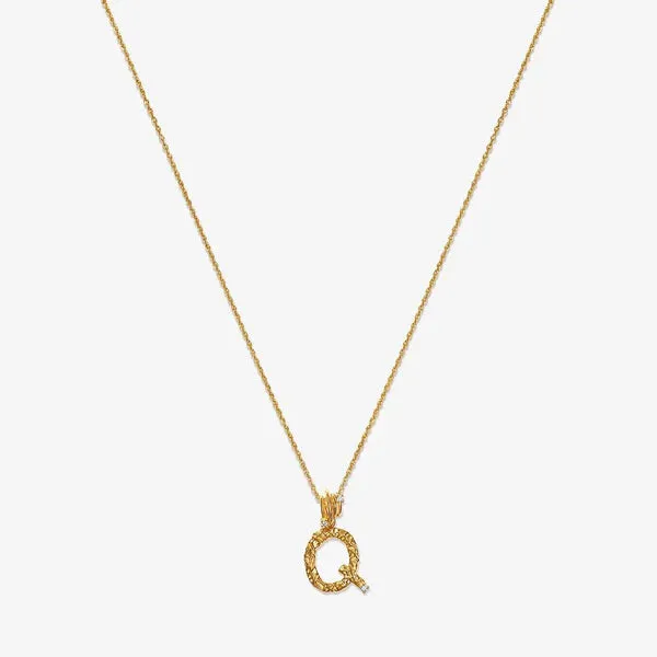 Textured Alphabet Necklace in 14k Gold over Sterling Silver