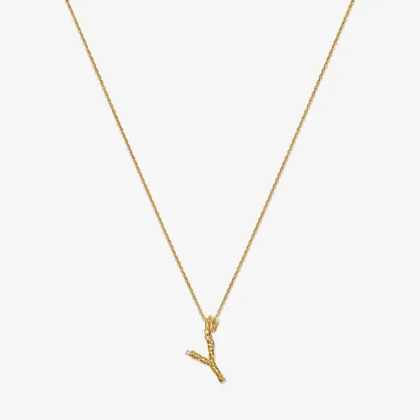 Textured Alphabet Necklace in 14k Gold over Sterling Silver