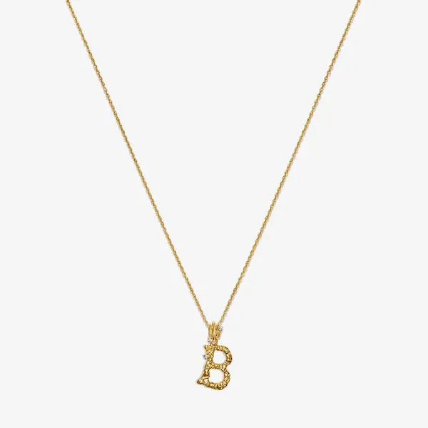 Textured Alphabet Necklace in 14k Gold over Sterling Silver