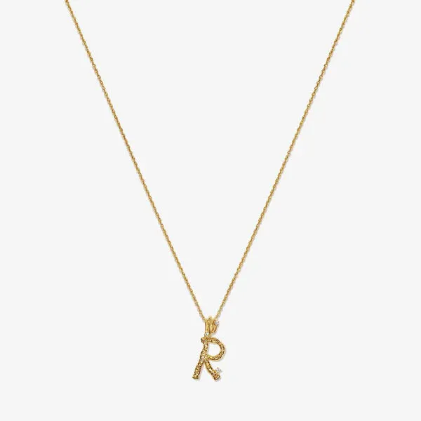 Textured Alphabet Necklace in 14k Gold over Sterling Silver