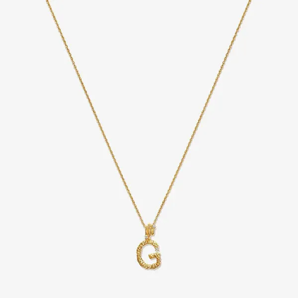 Textured Alphabet Necklace in 14k Gold over Sterling Silver