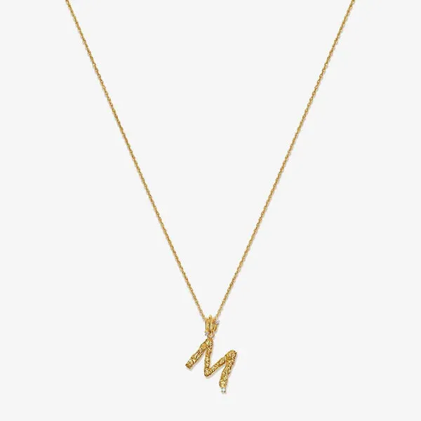 Textured Alphabet Necklace in 14k Gold over Sterling Silver