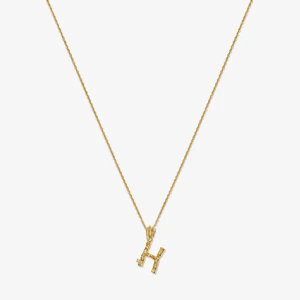 Textured Alphabet Necklace in 14k Gold over Sterling Silver