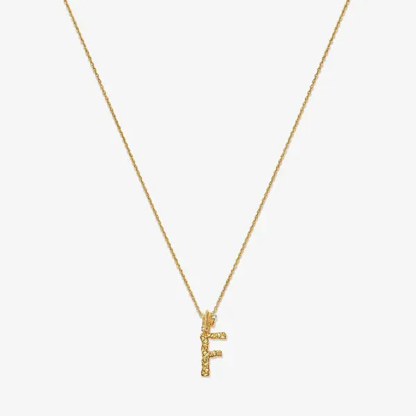 Textured Alphabet Necklace in 14k Gold over Sterling Silver