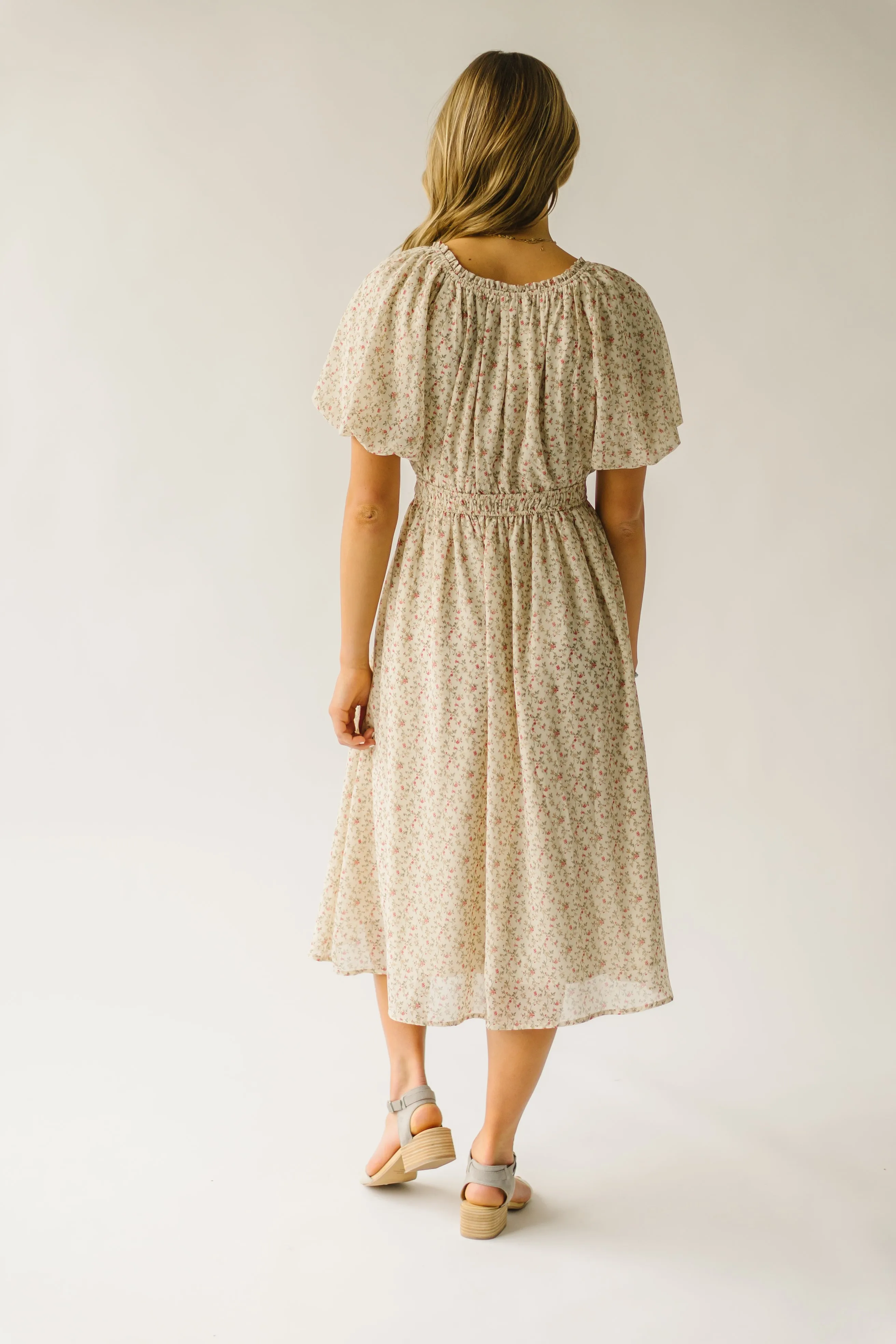 The Branson Printed Chiffon Dress in Ivory