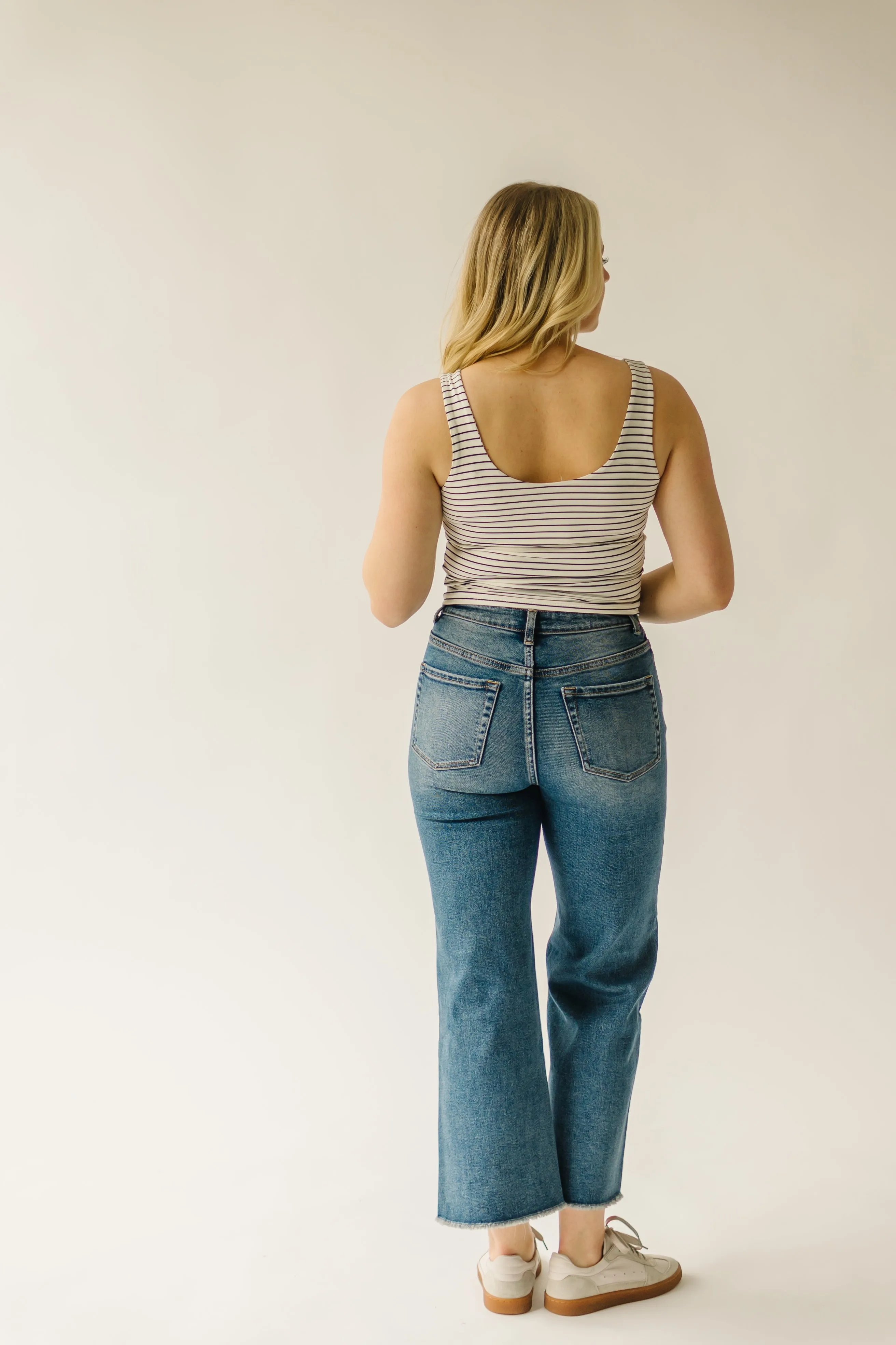 The Landsel Striped Scoop Neck Tank in Navy