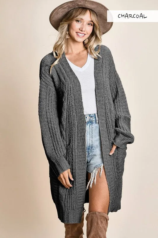 TINA TWIST KNITTED OPEN FRONT CARDIGAN WITH POCKETS S-XL