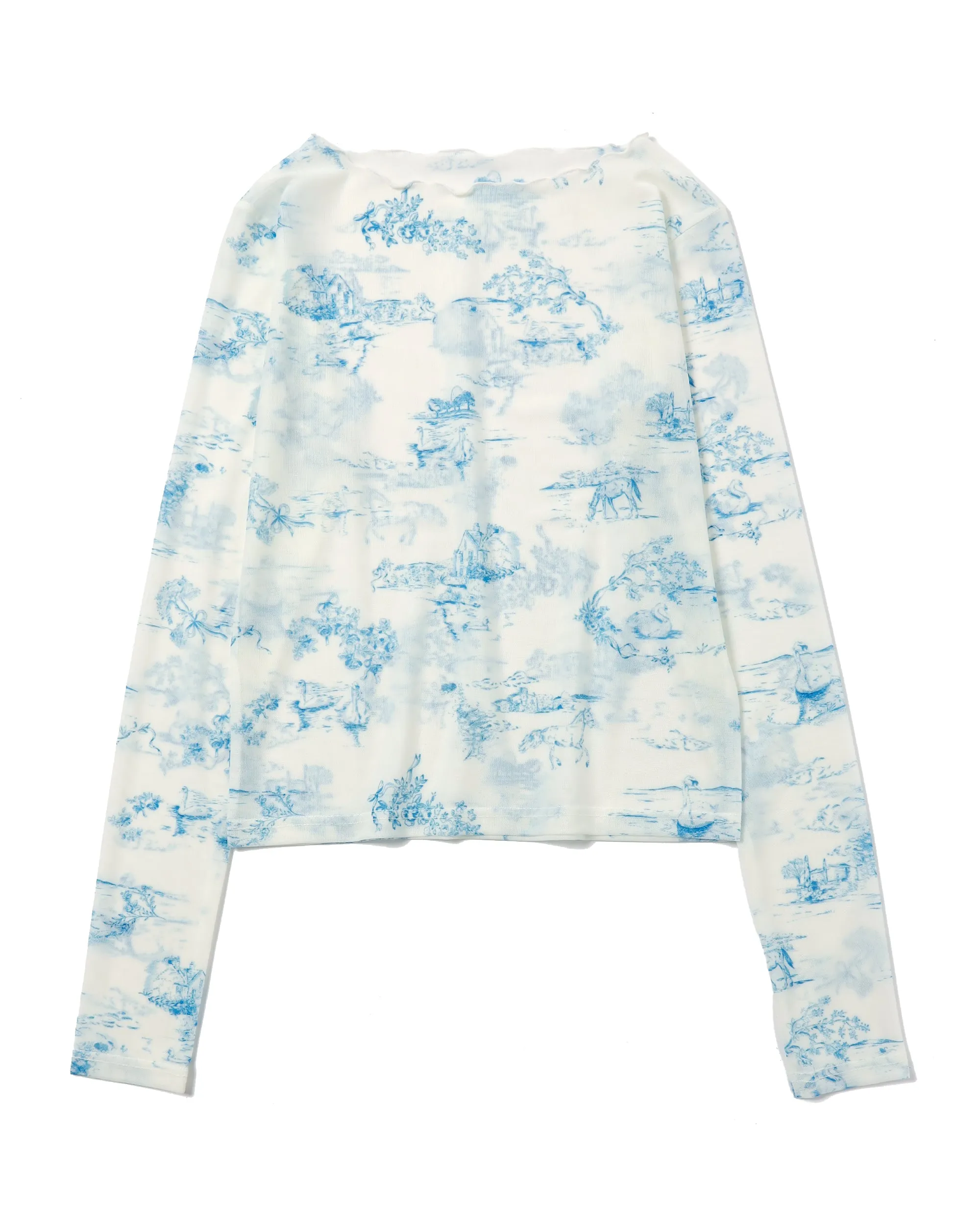 Toile de Jouy see-through tops (Round neck)