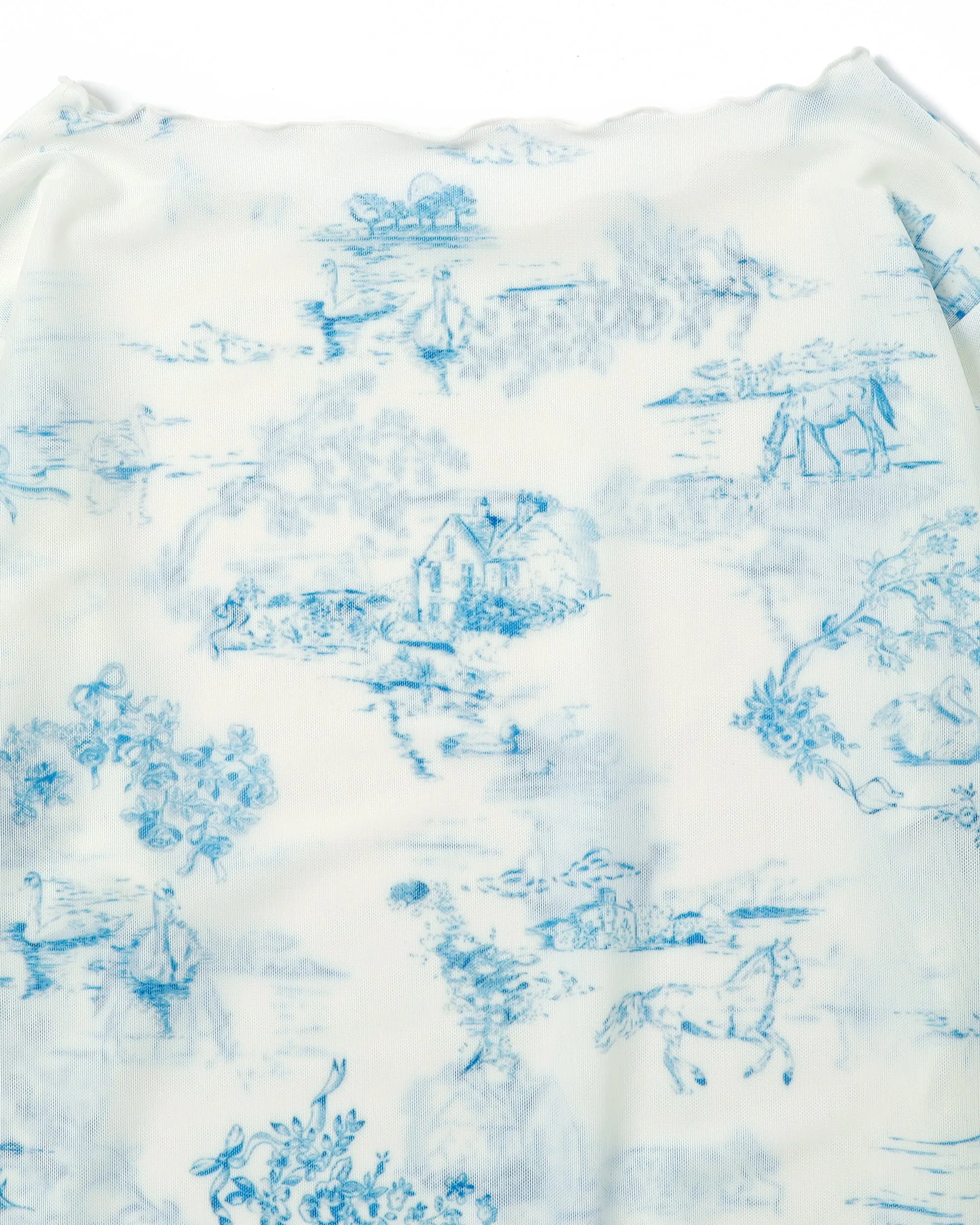 Toile de Jouy see-through tops (Round neck)