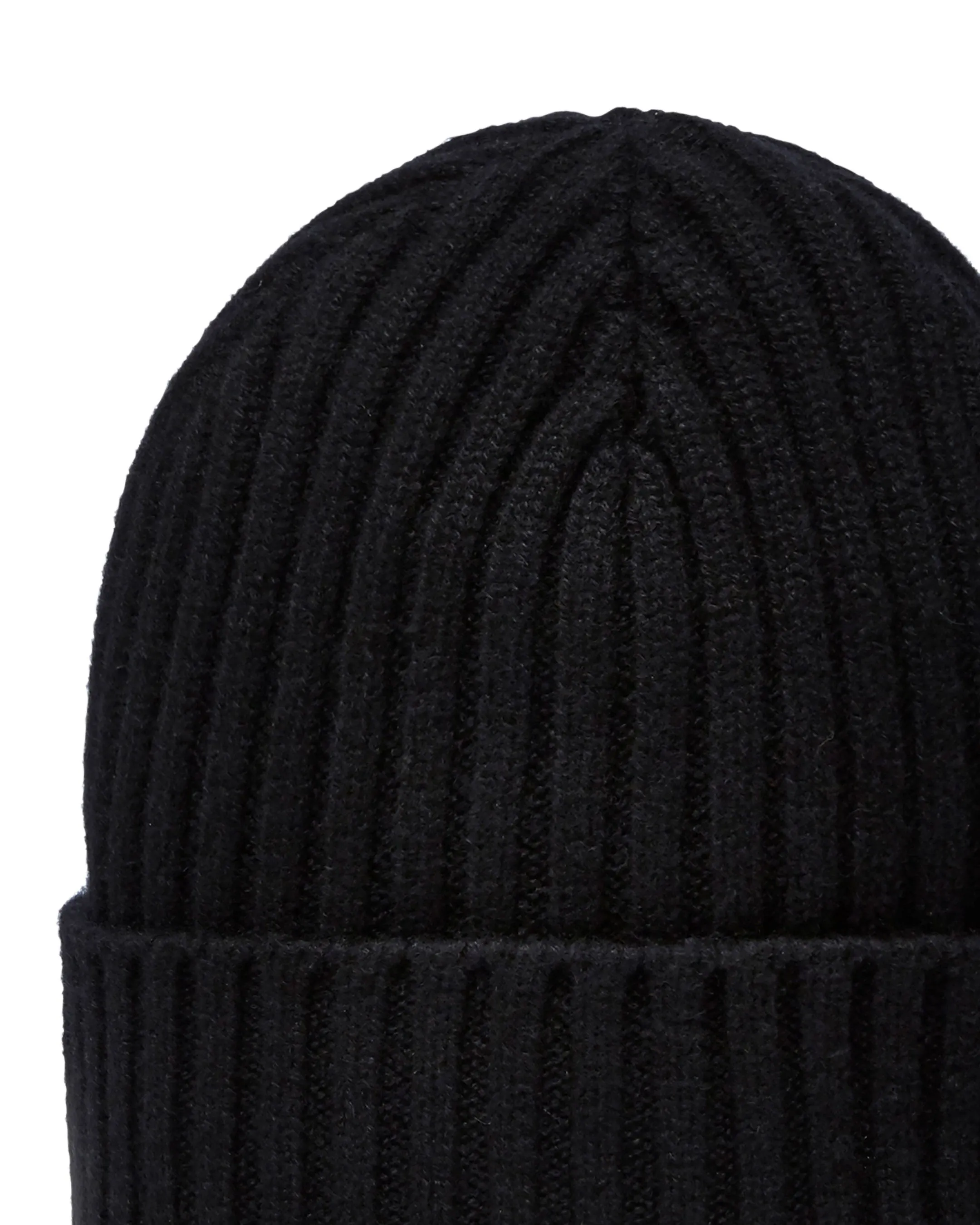 Unisex Chunky Ribbed Cashmere Hat Black