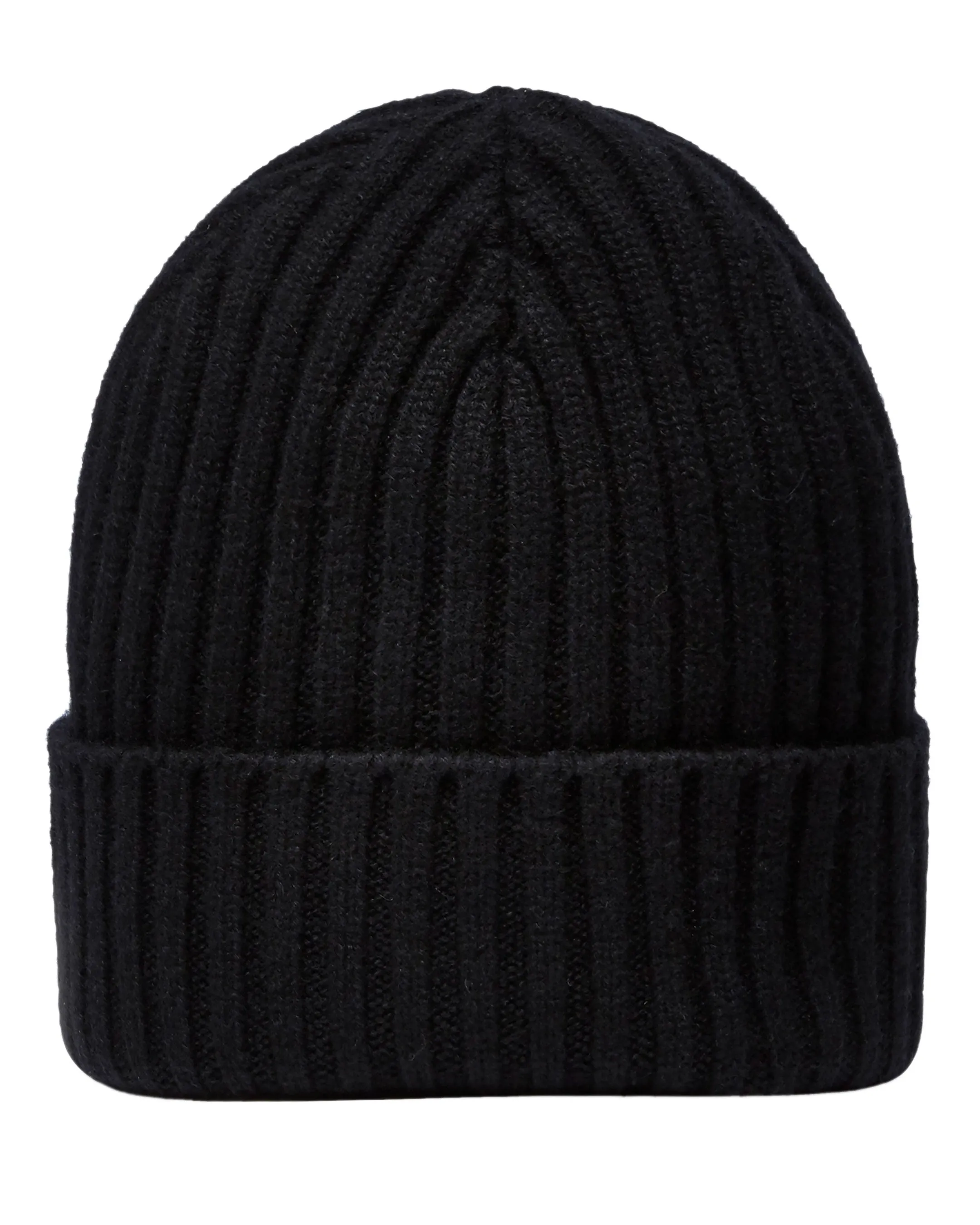 Unisex Chunky Ribbed Cashmere Hat Black