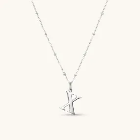 X Initial Pendant Necklace In Silver