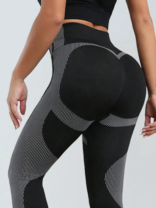 ZASUWA Female Contrast Color Stripes Scrunch Bum Leggings