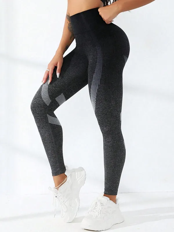 ZASUWA Female Contrast Color Stripes Scrunch Bum Leggings