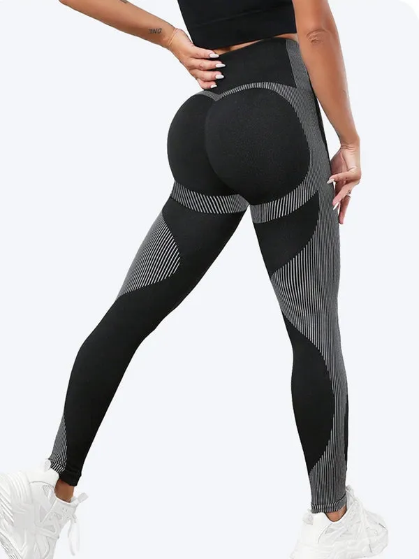 ZASUWA Female Contrast Color Stripes Scrunch Bum Leggings