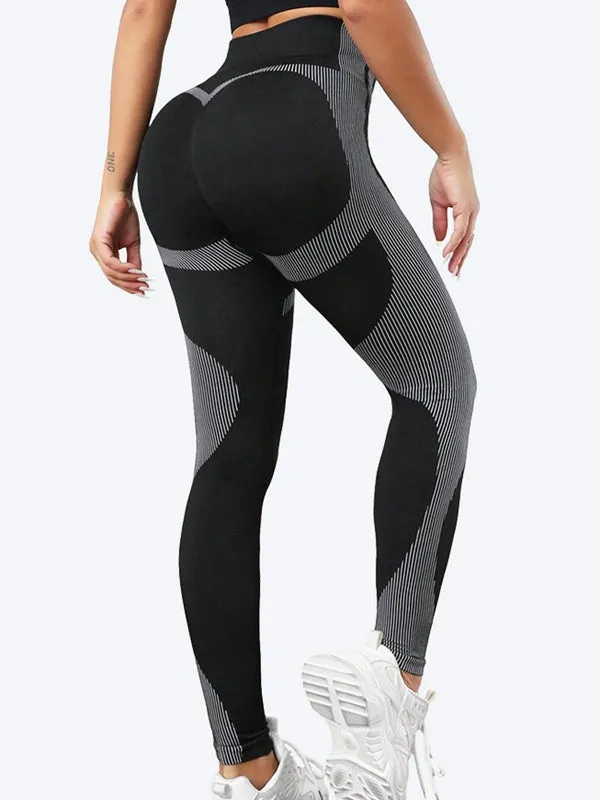 ZASUWA Female Contrast Color Stripes Scrunch Bum Leggings